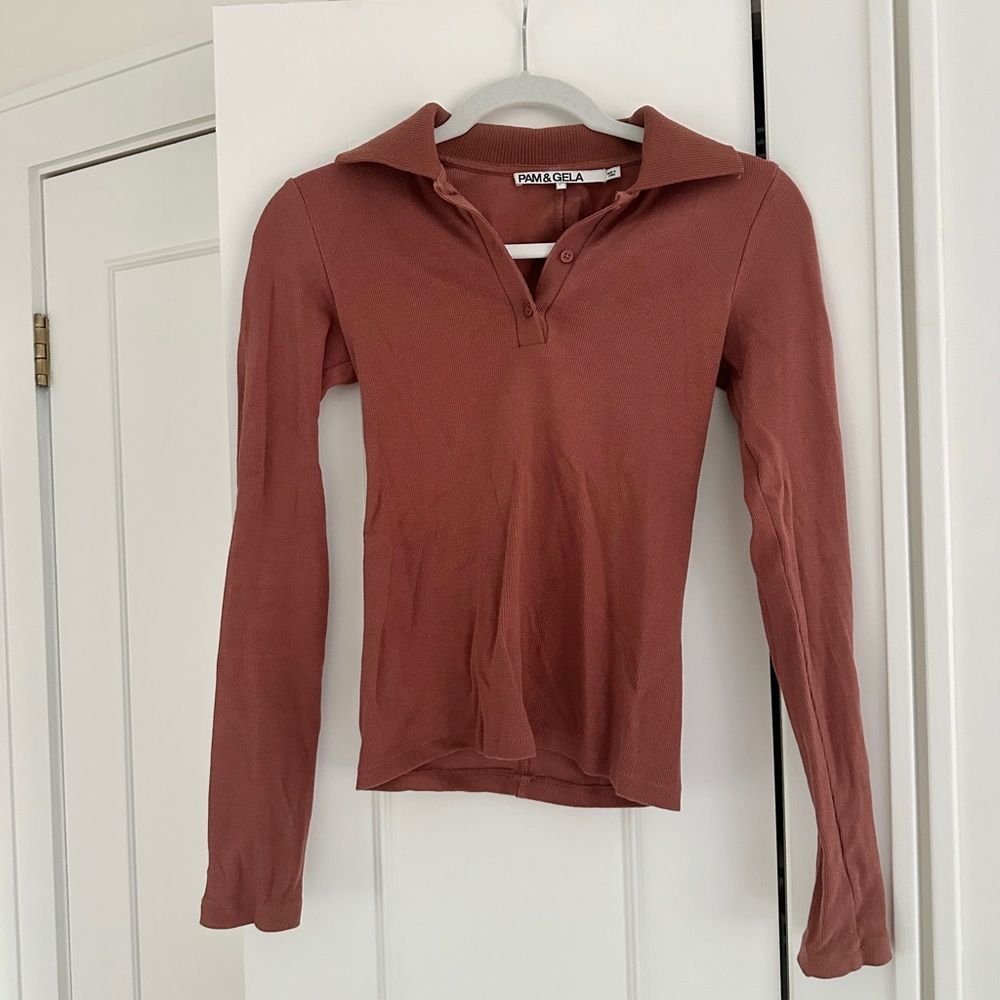Pam & Gela long sleeve polo top